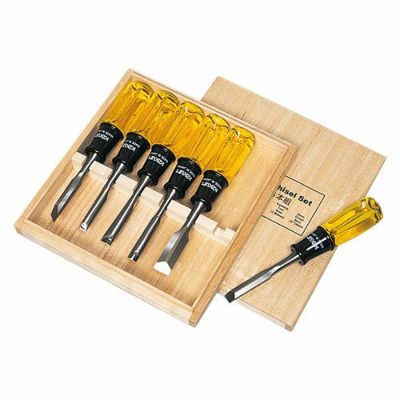 木彫細工のみ(カービングチゼルセット) 6本組 桐箱入