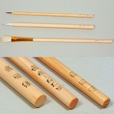 間伐ヒノキ軸デザイン筆セット 3点組(筆筒なし)