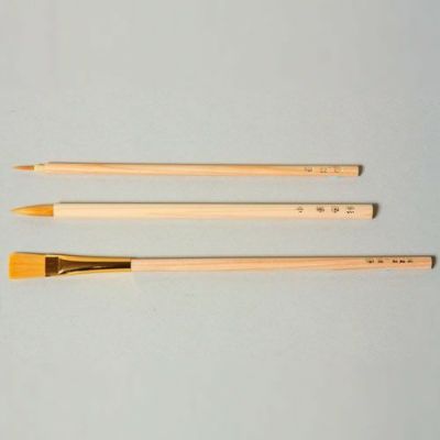 間伐ヒノキ軸赤ナイロンデザイン筆セット 3点組(筆筒なし)